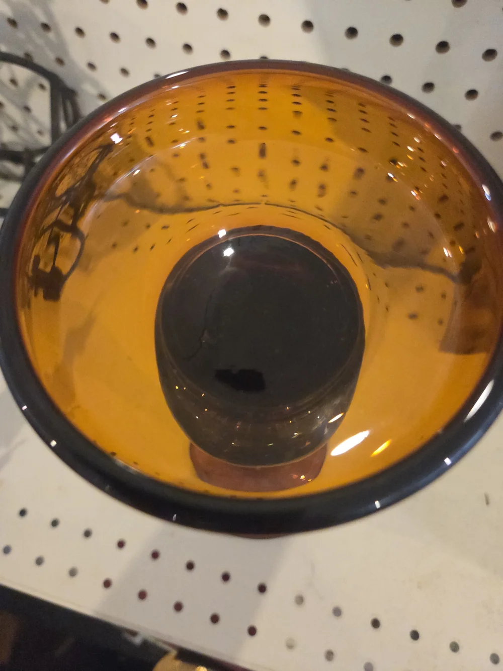 Murano style art glass candle holder in amber with a tortoise shell pattern